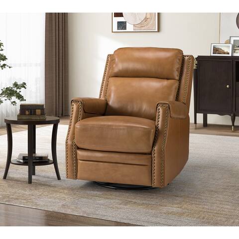 HULALA HOME Genuine Leather Recliner for Adults and Seniors with Metal Swivel Base