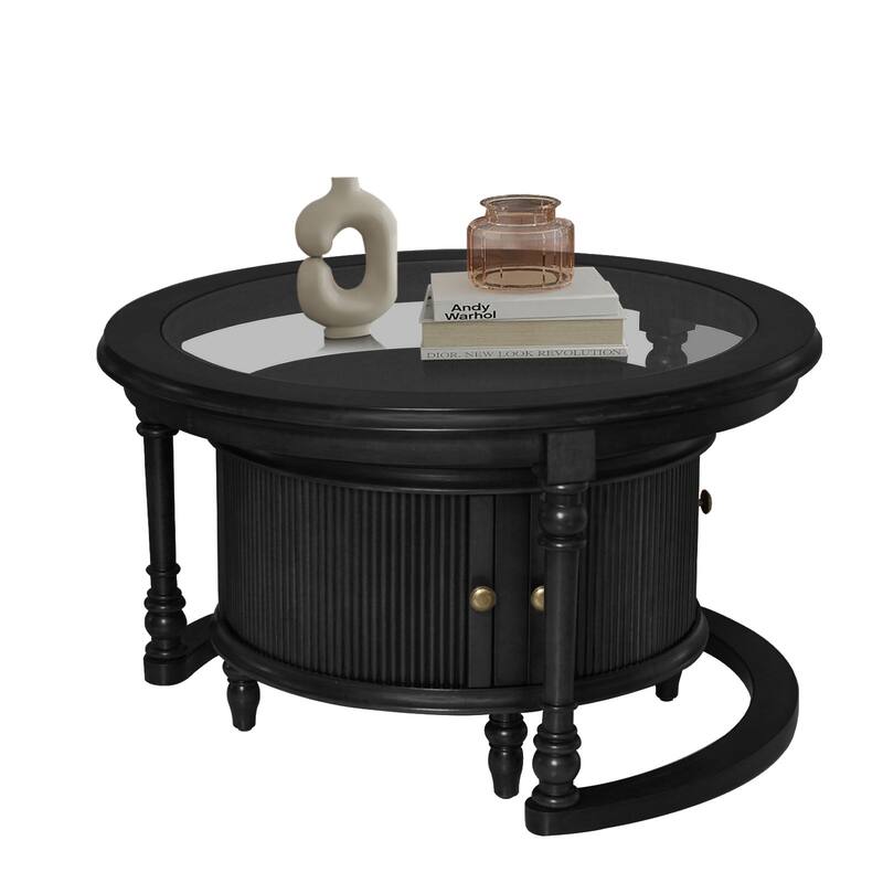 Contemporary Stackable Coffee Tables – Tempered Glass & Solid Wood Combination