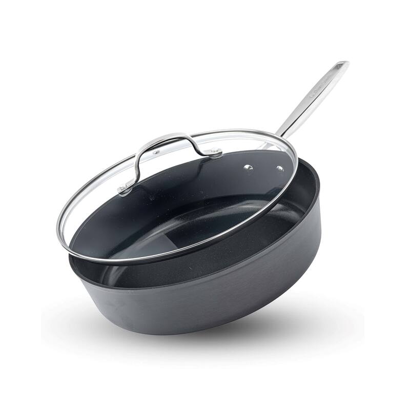 Gotham Steel Pro Ultra Ceramic 2X Nonstick 4 Qt Deep Sauté Pan with Lid Cookware