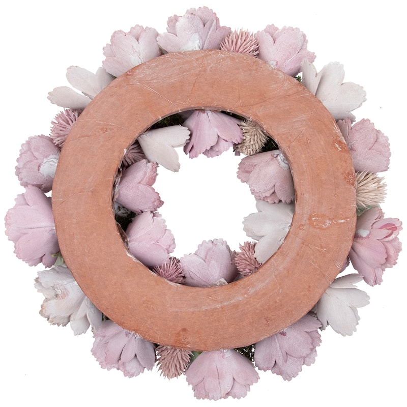 Wooden Floral Artificial Spring Wreath with Dried Foliage - 13.5" - Purple