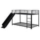 preview thumbnail 35 of 36, Twin over Twin Size Metal Bunk Bed with Slide and Guardrails, White