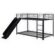 preview thumbnail 14 of 18, Unique Metal Twin over Twin Size Bunk Bed with Slide and Guardrails,Kids Bed Design