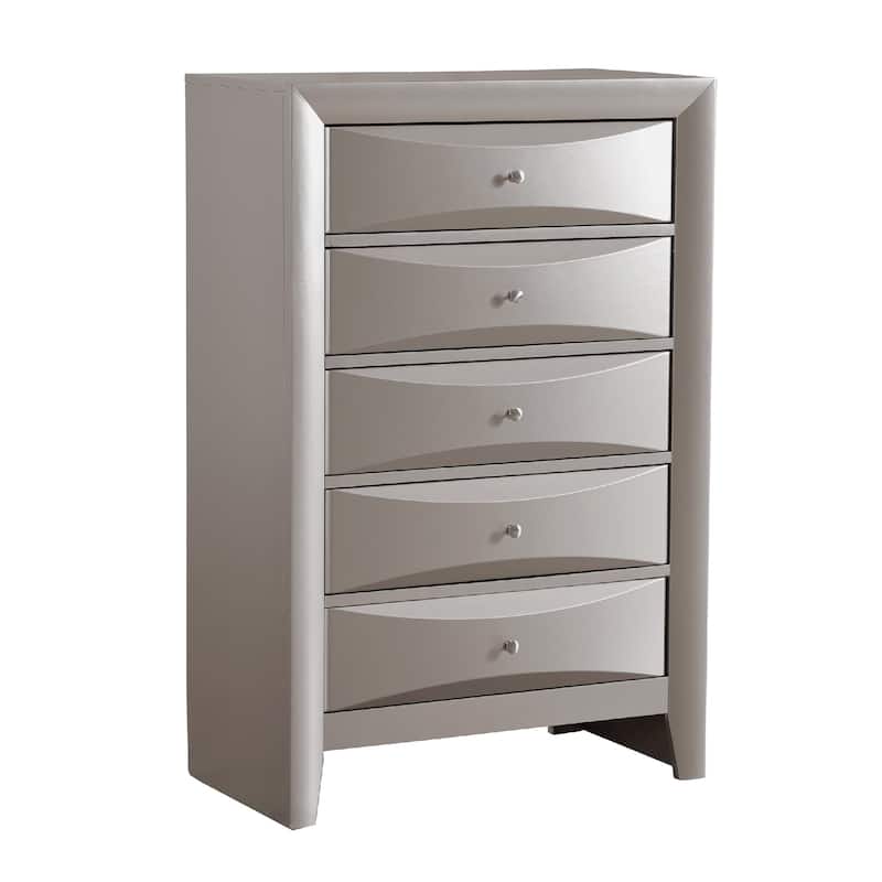 Wooden 5-Drawer Bedroom Chest - 48" - Silver Champagne
