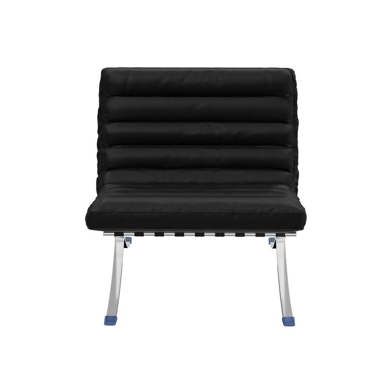 Mid-century Foldable Lounge Chair - Black Leather