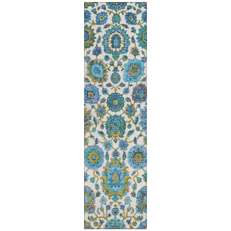 Machine Washable Indoor/Outdoor Traditional Farmhouse Chantille Rug