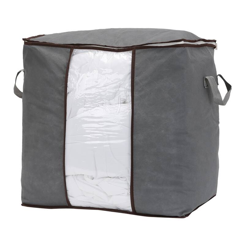 1 Pack Foldable Clothes Storage Bags with Handles for Organizing Bedroom Clothing, Comforter, Closet Organizers and Storage Grey