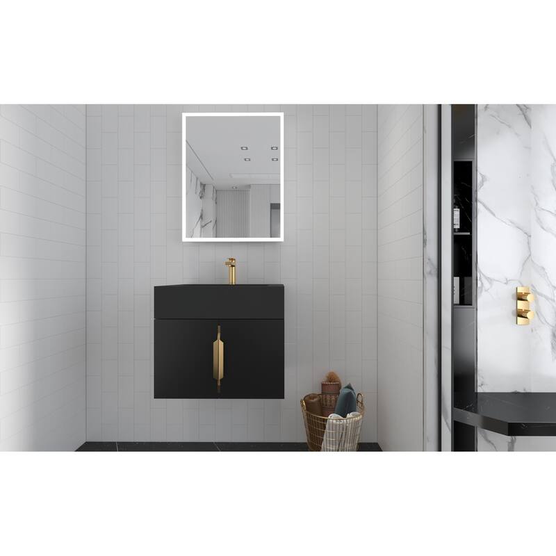 Nile 24-Inch Wall Mounted Bathroom Vanity Set w/ Black Top