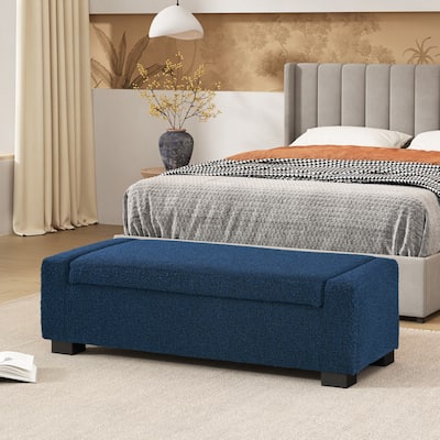 Textured Fabric Storage Bench with Hidden Storage, Multi-Functional Rectangular Storage Ottoman, Footrest with Hinged Lid
