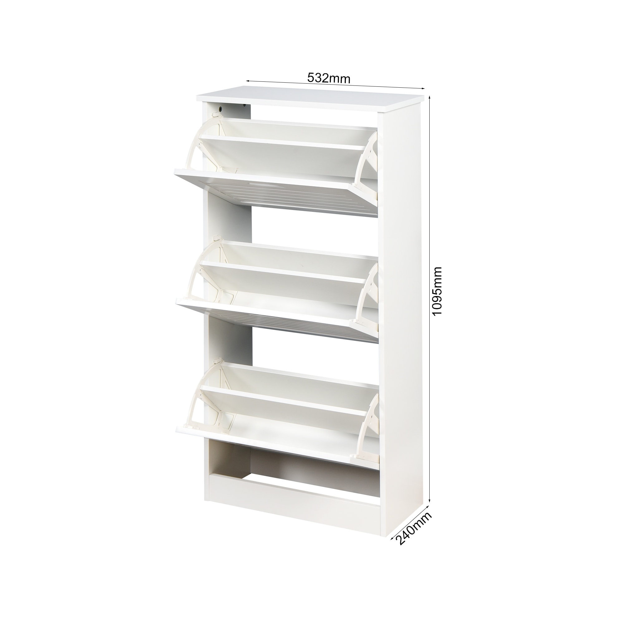 White Swivel Shoe Cabinet with Doors 3-Tier Modern Entryway Shoe Storage  Cabinet Large