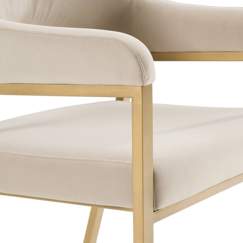 Modrest George Modern Beige Fabric & Antique Brass Dining Chair