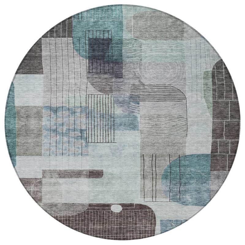 HomeRoots Abstract Transitional Rectangle Outdoor Rug