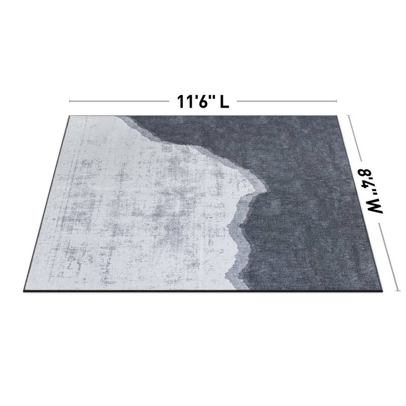 Contemporary Modern Abstract Machine Washable Area Rug