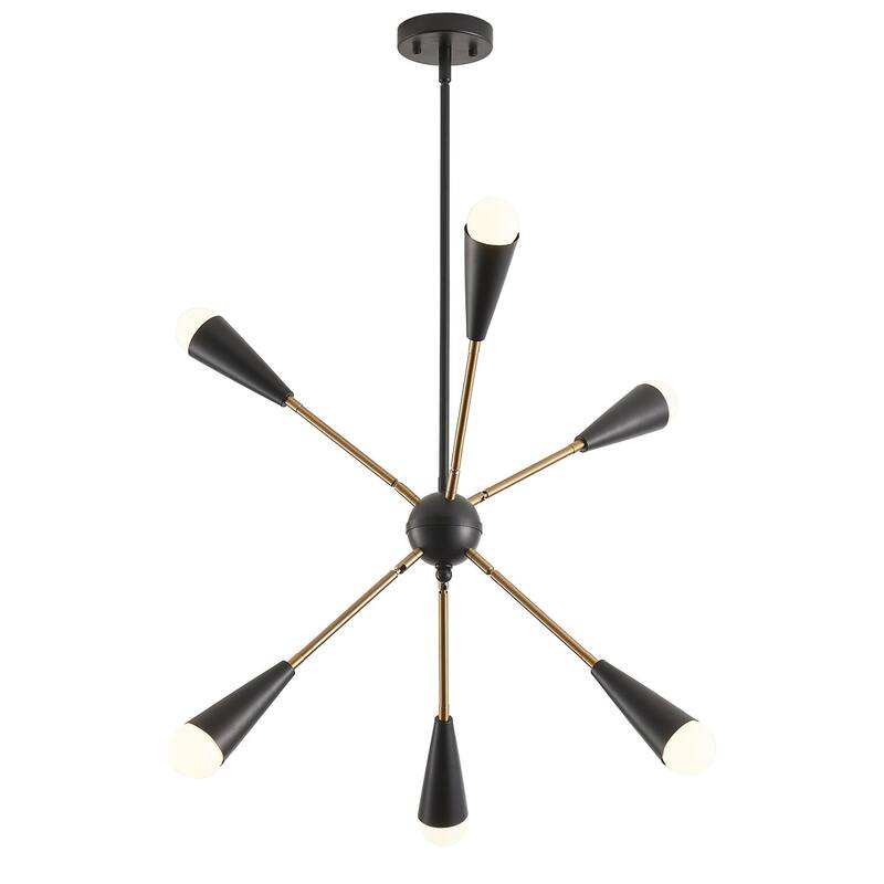 6-Lights Modern Sputnik Linear Chandelier - 24.4"D×4.7"W×73.1"H(Adjustable)