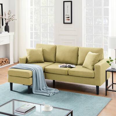 72" Sectional Sofa Polyester Reversible Sectional Sofa and Chaise with Ottoman