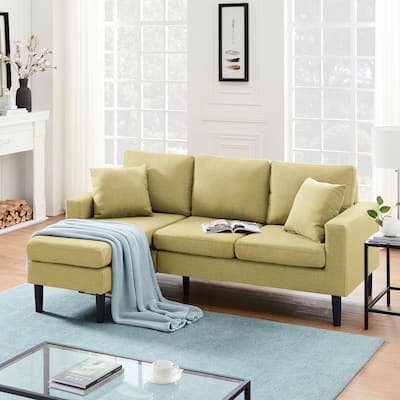 72" Sectional Sofa Polyester Reversible Sectional Sofa and Chaise with Ottoman