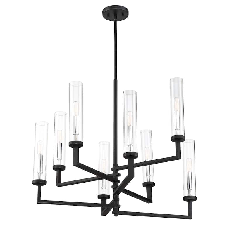 Folsom 8-Light Adjustable Chandelier in Matte Black with Polished Chrome Accents
