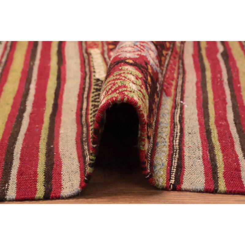 Hand Woven Oriental 100% Wool Carpet Southwestern Tribal Multi-Colored Kilim Area Rug - 7' 0'' X 4' 7''