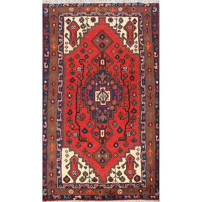 Geometric Hamedan Persian Area Rug Wool Hand-knotted Office Carpet - 3'2" x 5'2"