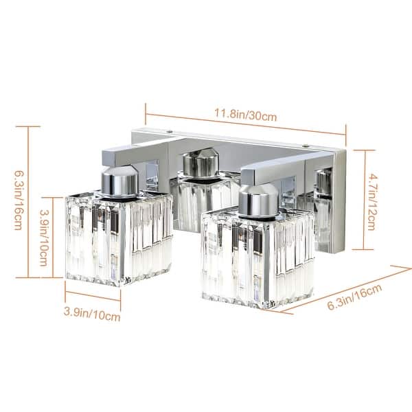 dimension image slide 1 of 14, 2/3/4/5 Light Bathroom Vanity Light Wall Sconce with Crystal Shade