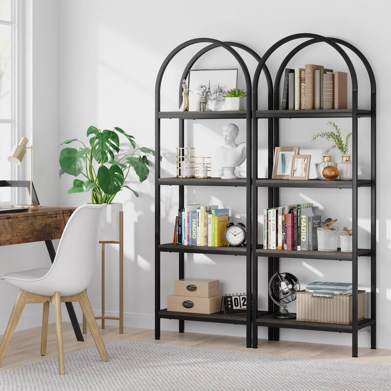 4-Tier Open Bookshelf, 70.8" Industrial Wood Bookcase Etagere for Home