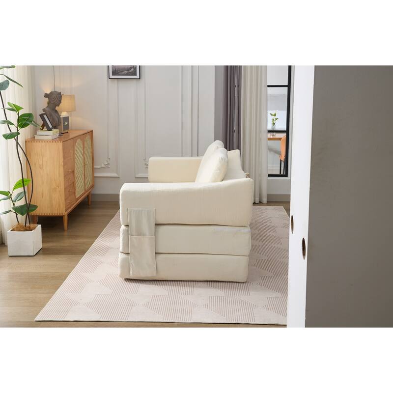 Modern Minimalist Sofa, Fold-Out Sofa Bed, Convertible Chair Floor Couch & Sleeping Mattress for Living room
