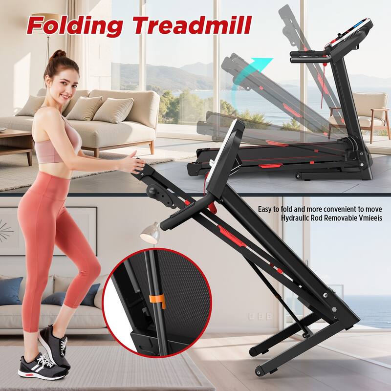 Folding Treadmills for Home - 3.5HP Portable Foldable with Incline, Electric Treadmill for Running Walking Jogging Exercise