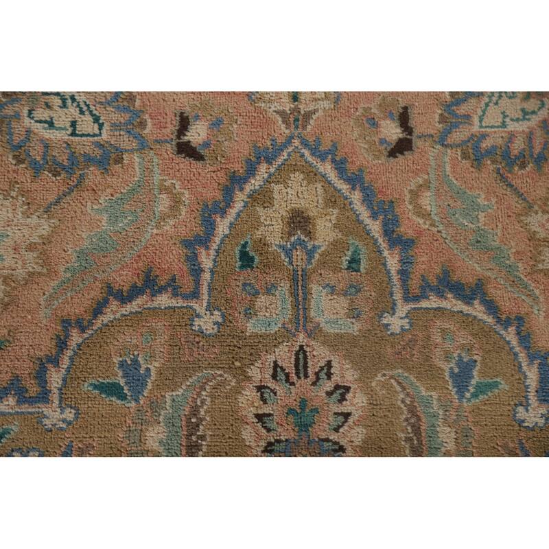 Hand Knotted Oriental 100% Wool Carpet Traditional Floral Coral Mashad Area Rug - 12' 11'' X 9' 6''