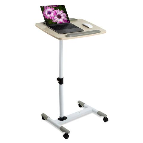 Mount-It! Rolling Laptop Cart, Height Adjustable Bedside Tray With Wheels -