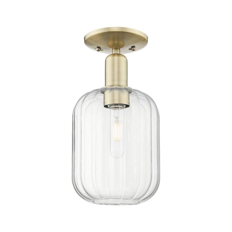 Innovations Lighting 716-1C-13-7 Preston Semi-Flush Preston 7" Wide - Antique Brass / Clear