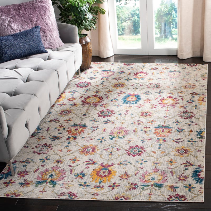 SAFAVIEH Merlot Stephania Boho Oriental Rug - 6'7" Square - Cream/Multi