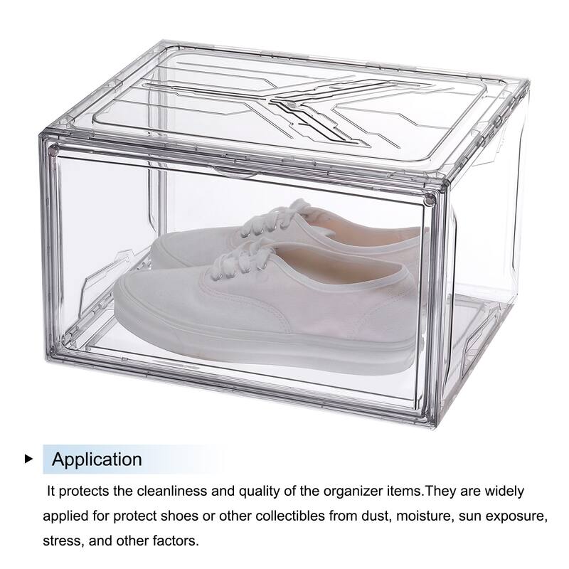 2PCS PMMA Shoe Display Case 14.17x10.63x8.66 Inch Magnetic Side Door - Translucent Gray