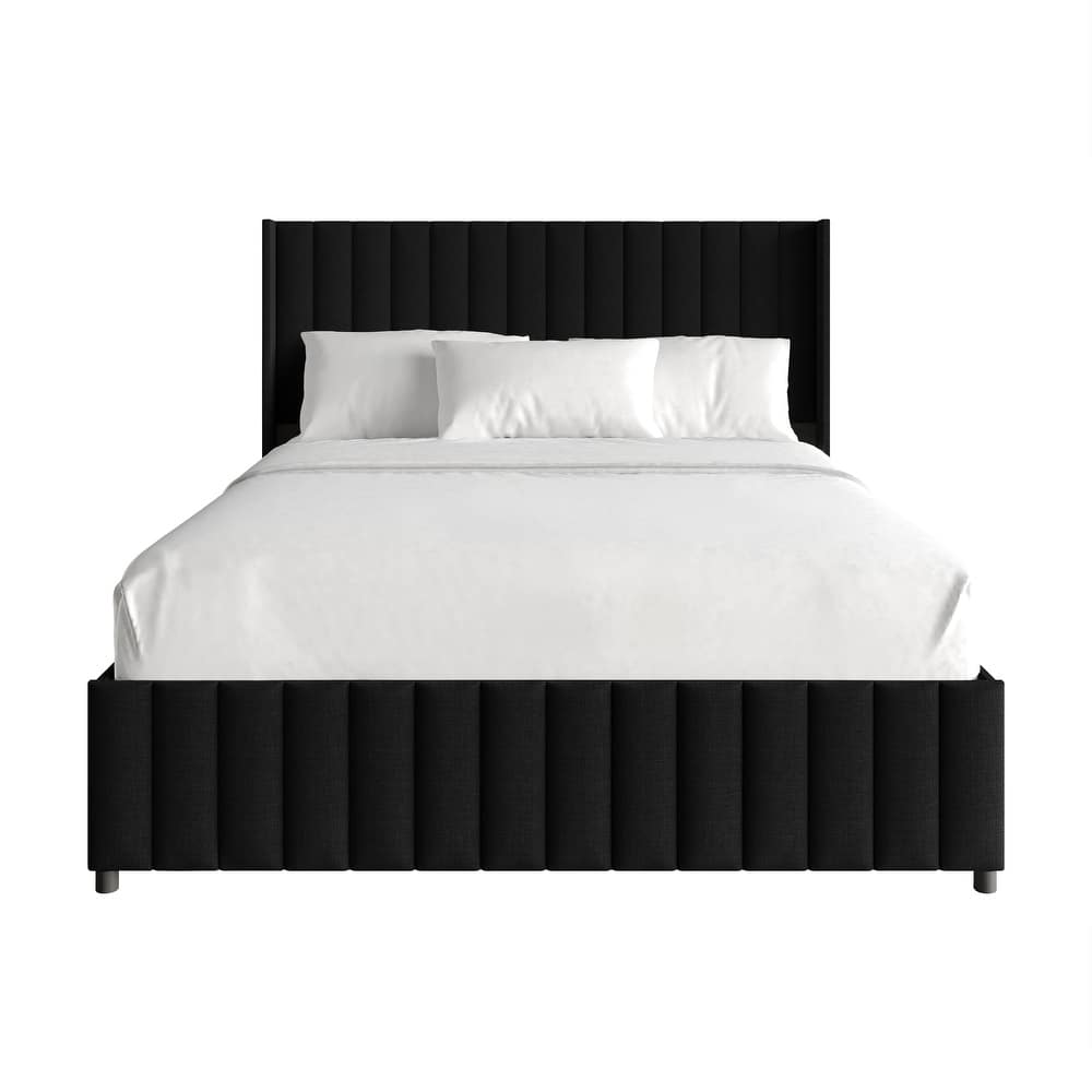 CraftPorch Minimalist Wingback Platform Lift Up Storage Bed