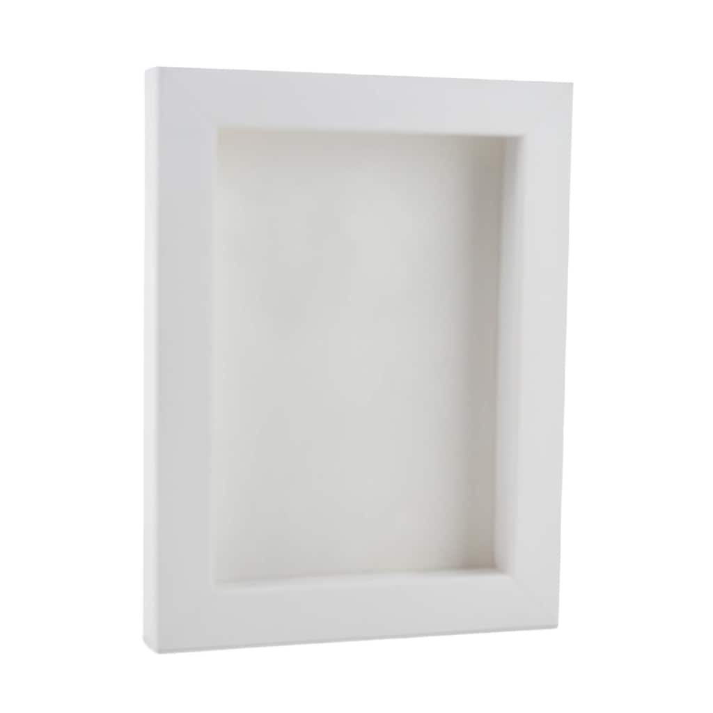 Classic White Wood Shadown Box Frame with Acrylic Front - White Suede Backing, 30 Sizes