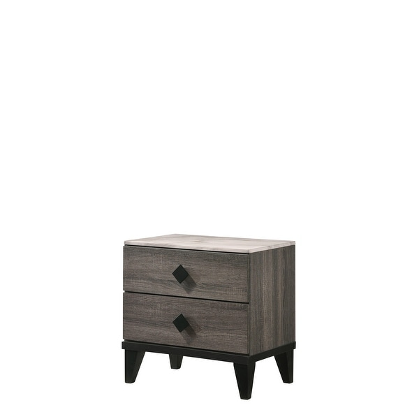 Nightstand, Side Table Furniture for Bedroom & Rustic Gray Oak