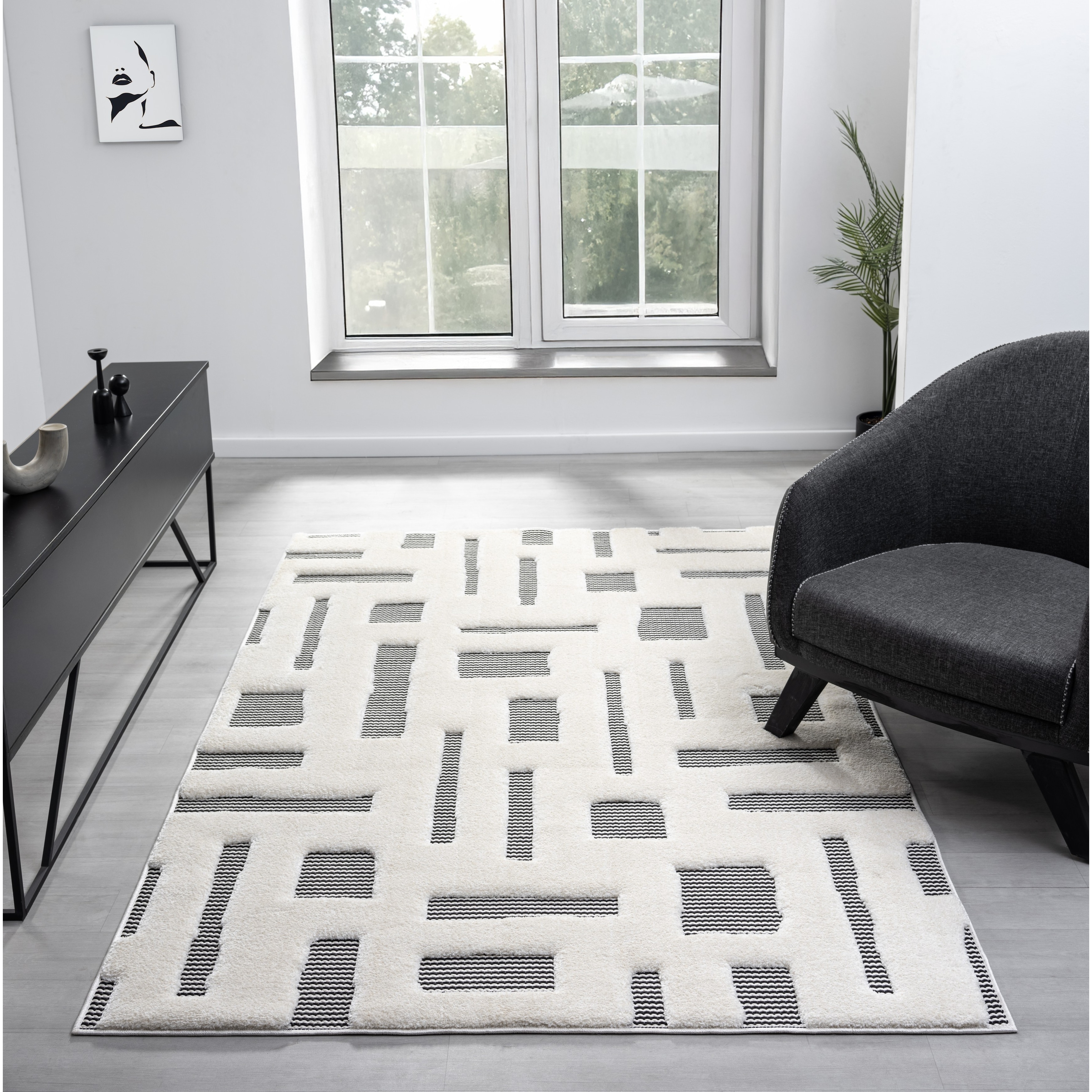 MDA Rugs Natural Collection Modern Abstract Cream Area Rug