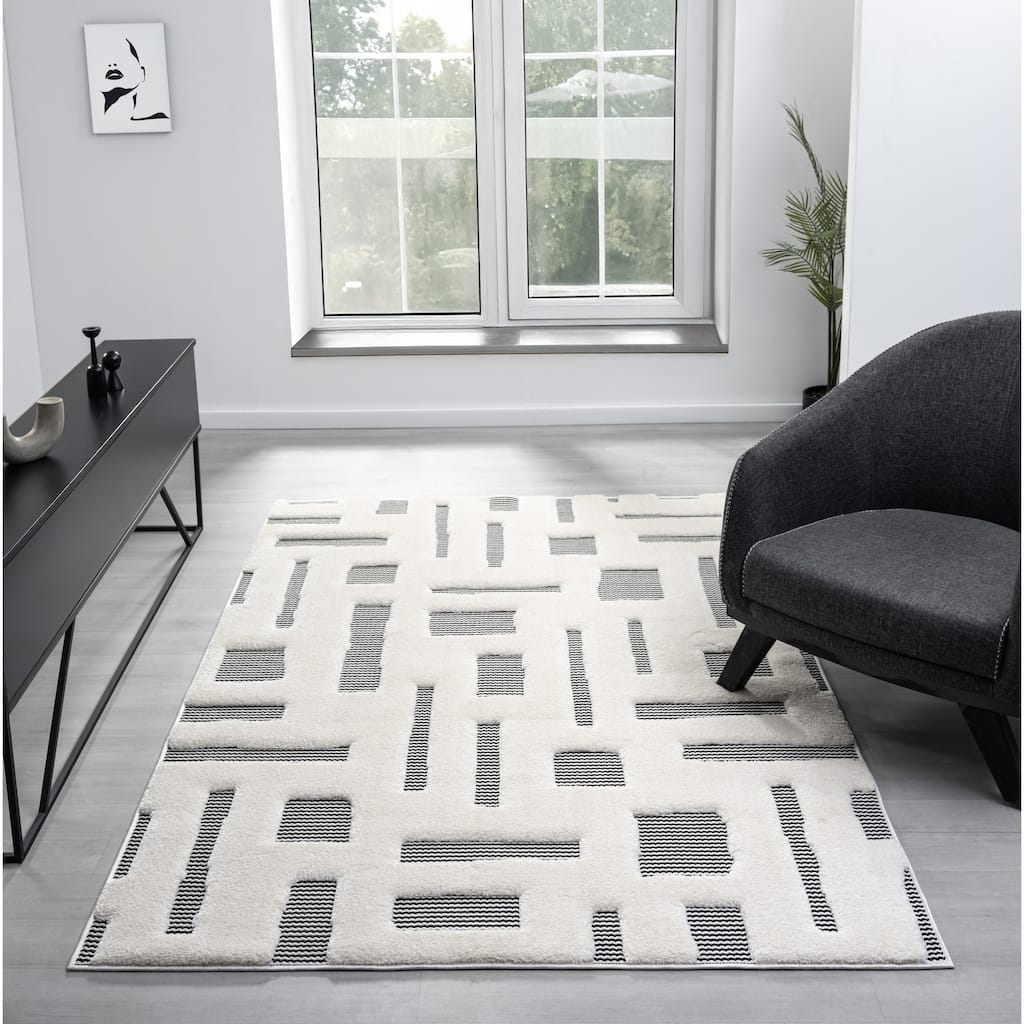 Natural Collection Modern Abstract Cream Area Rug