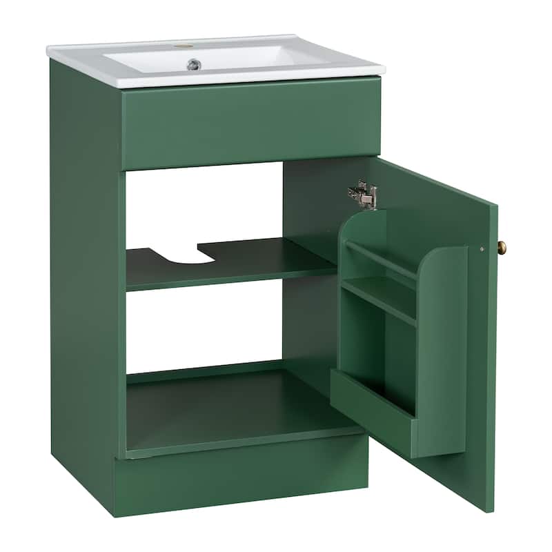 Bathroom Vanity with Sink, Vanity Set with Adjustable Shelf, Bathroom Cabinet with Storage Rack and Soft Closing Door