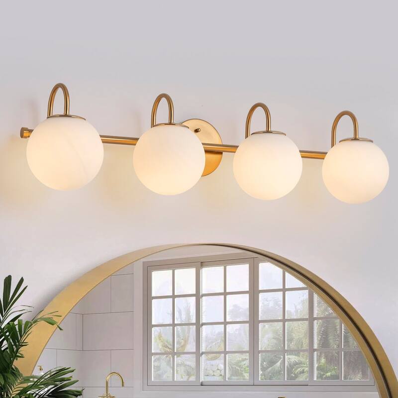 3/4-Light Dimmable Modern Bathroom Light Fixture with Frosted Glass