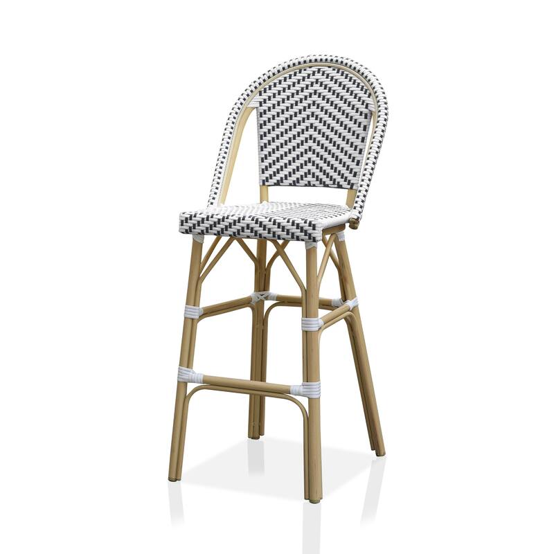 Ariel French Natural Tone 30-inch PE Wicker Patio Bar Chairs (Set of 2) by Furniture of America - Set of 2