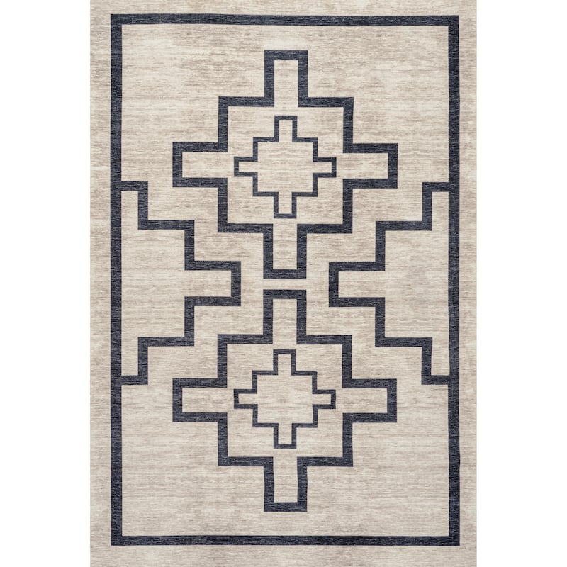 JONATHAN Y Raita Medallion Textured Weave Machine Washable Area Rug