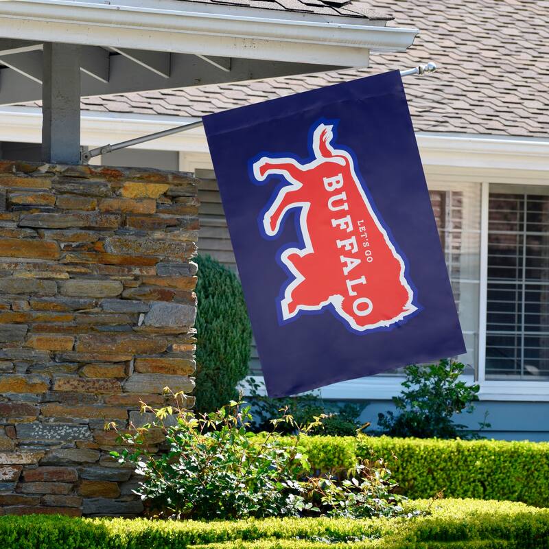 Red and White Let's Go Buffalo Outdoor House Flag 40" x 28"