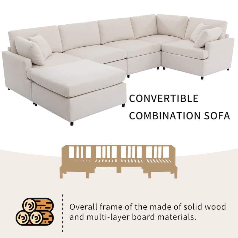 100.4'' U-Shaped 6-Seat Sofa with Removable Ottomans