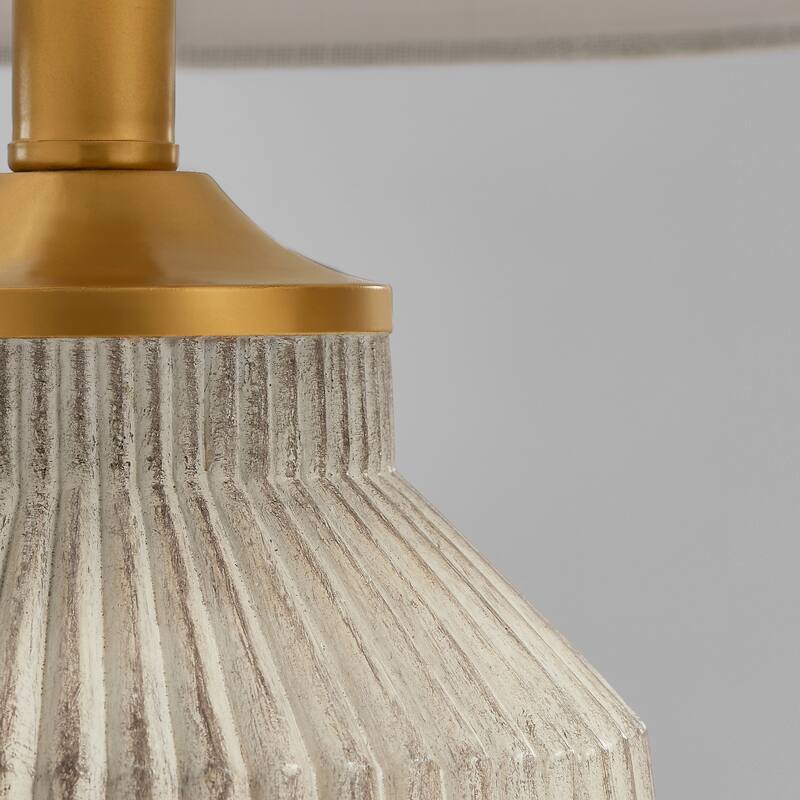 KAWOTI 21" Resin Table Lamp with Fabric Lampshade