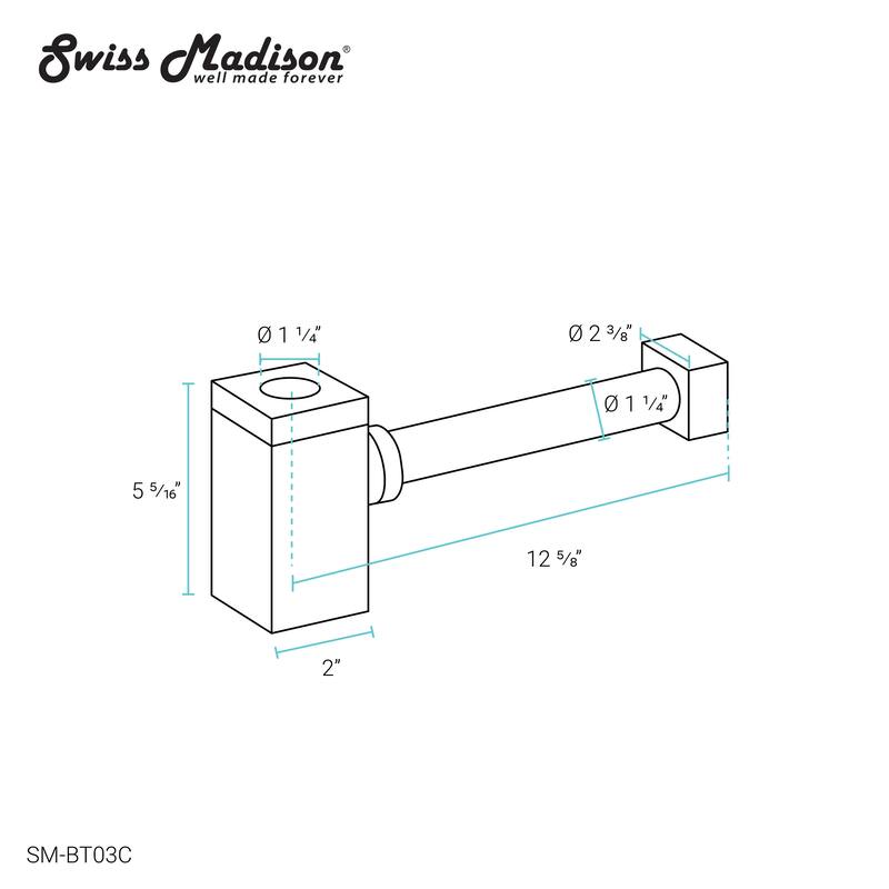 Square Bottle Trap Drain, Chrome