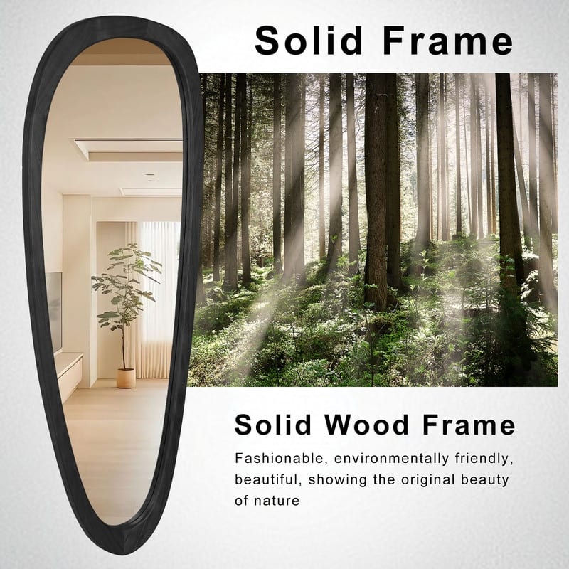 Irregular Mirror Asymmetrical Wood Wall Mirror