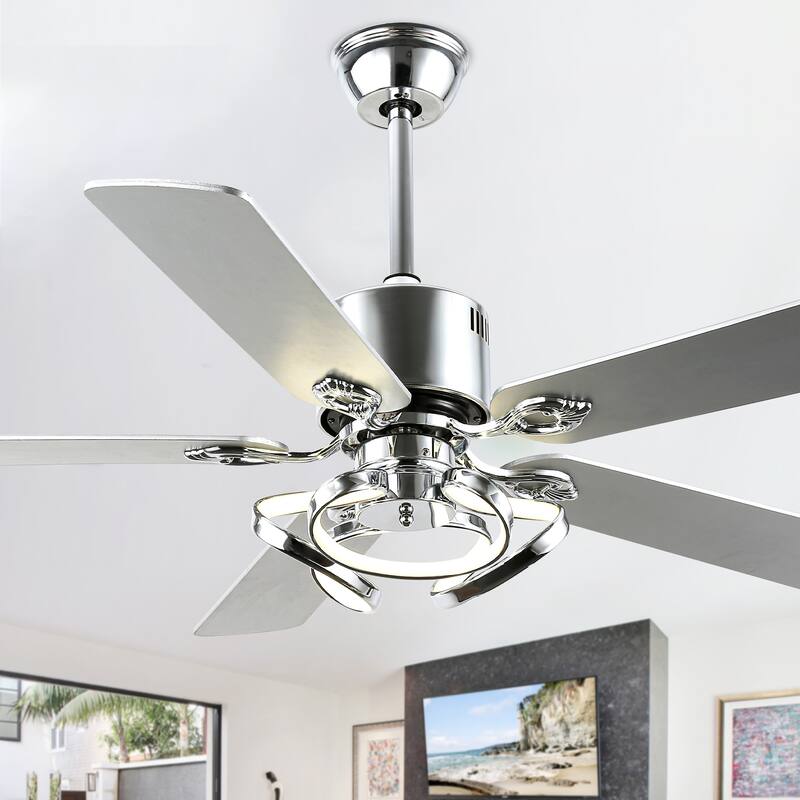 Bella Depot 52" Modern Ceiling Fan with Dimmable Light and Remote 6-Speed Reversible Motor