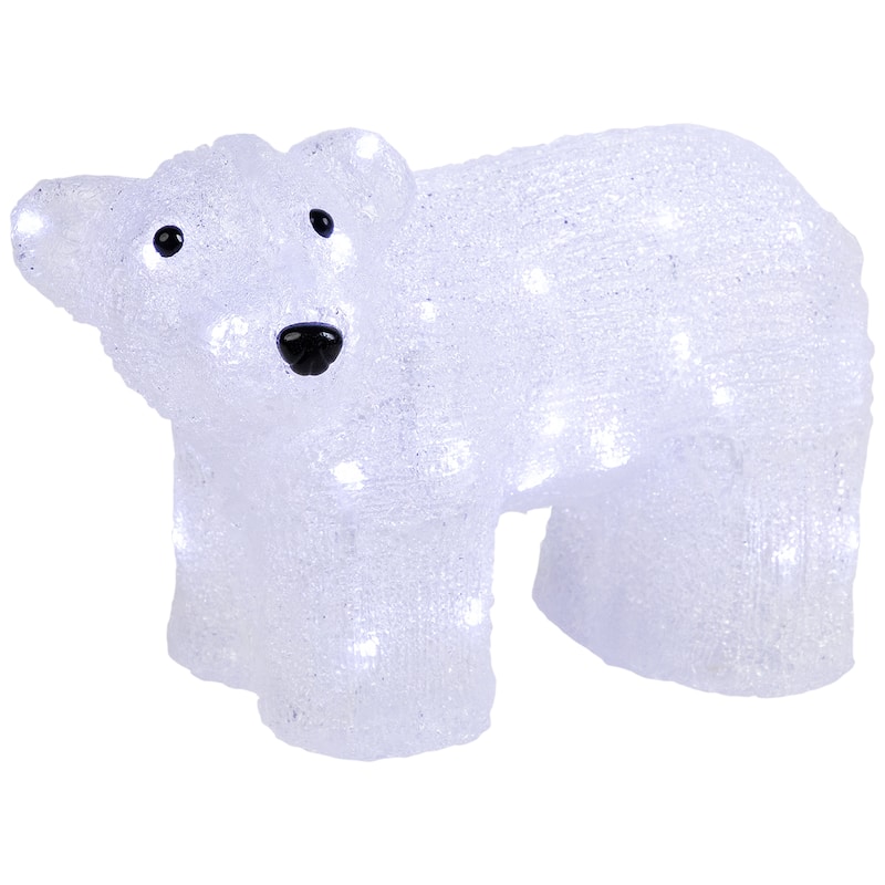 13.5" White Lighted Acrylic Baby Polar Bear Christmas Decoration
