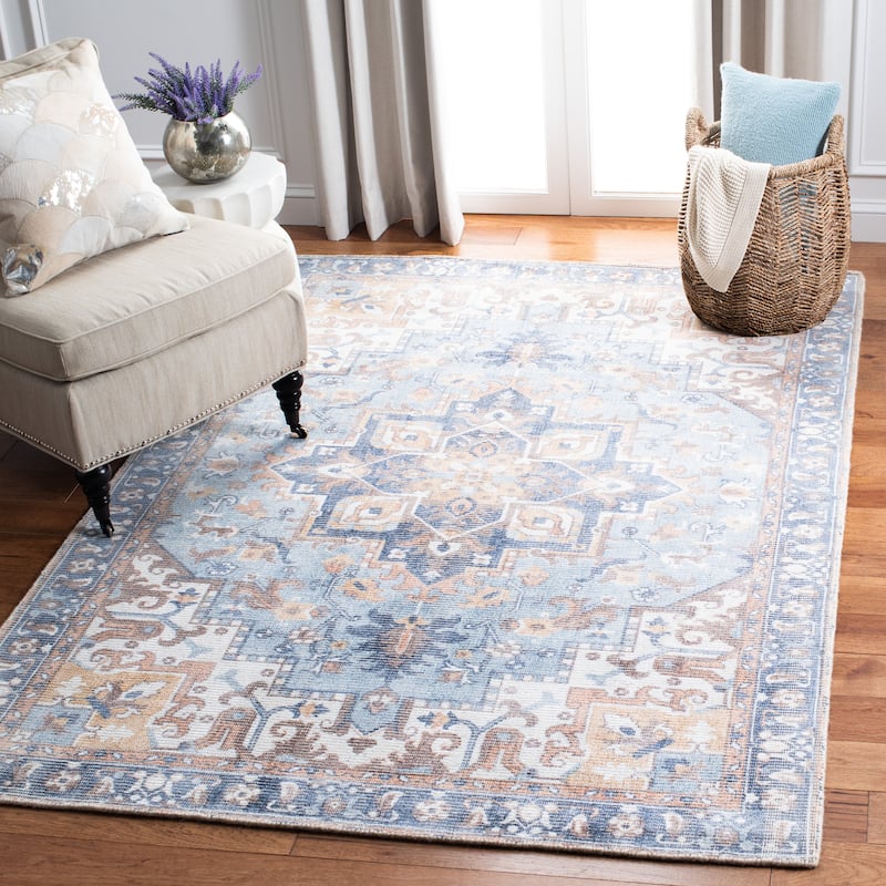 SAFAVIEH Handmade Restoration Vintage Bruni Wool & Viscose Rug - 5' x 8' - Ivory/Light Blue