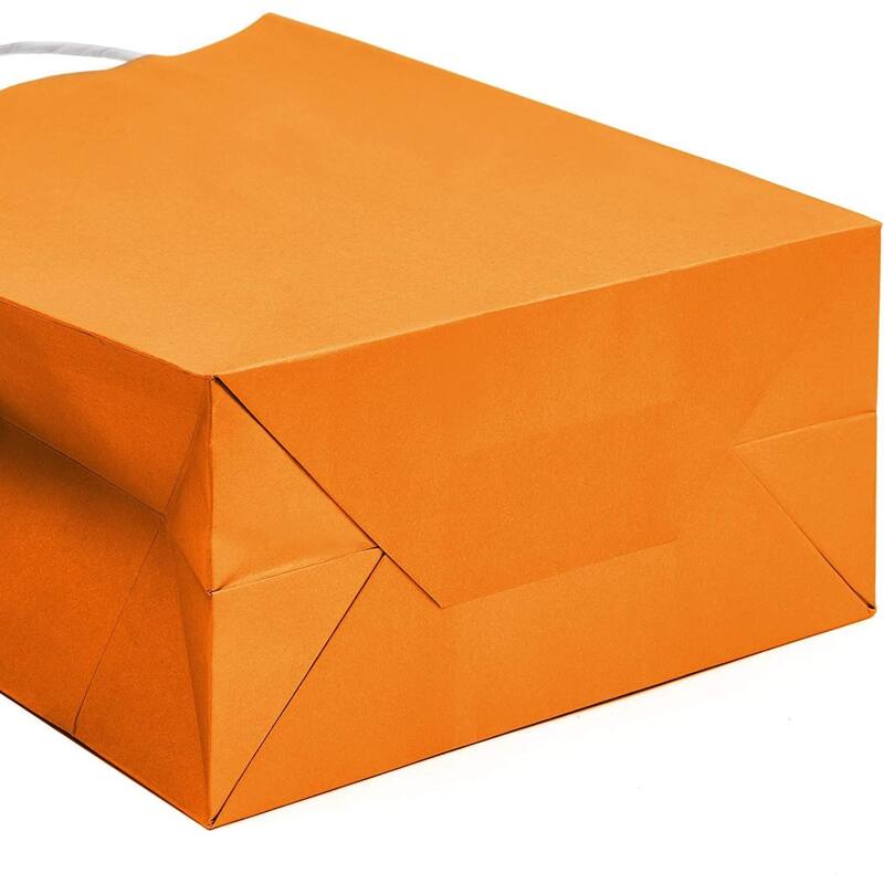 Blue Panda 25-Pack Orange Gift Bags with Handles - Medium Size Paper Bags (8x3.9x10 In)
