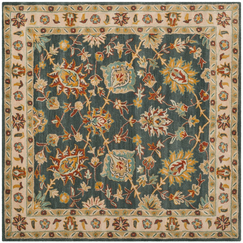 SAFAVIEH Handmade Classic Gertje Traditional Oriental Wool Rug - 6' Square - Dark Grey/Ivory